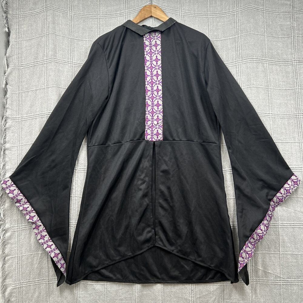Rubies Adult Cosplay Costume Black Renaissance Fair Purple Trim Bell Sleeve OSFM